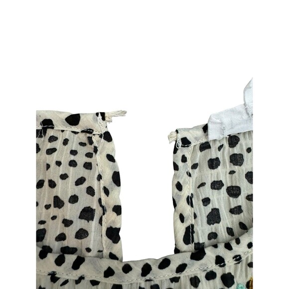 THML Polkadot Floral Embroidered Babydoll Top Blouse Sheer Ruffle Boho Size XS - Picture 6 of 7